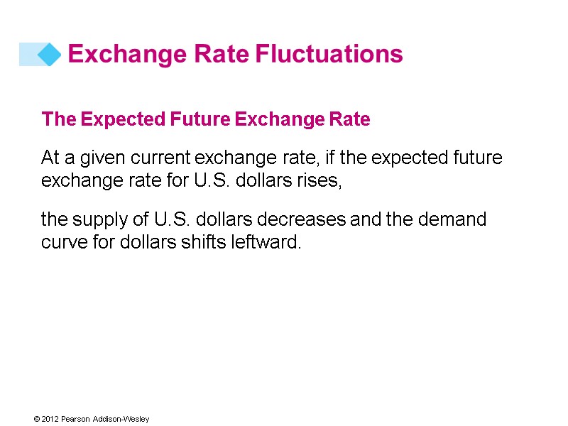 The Expected Future Exchange Rate At a given current exchange rate, if the expected